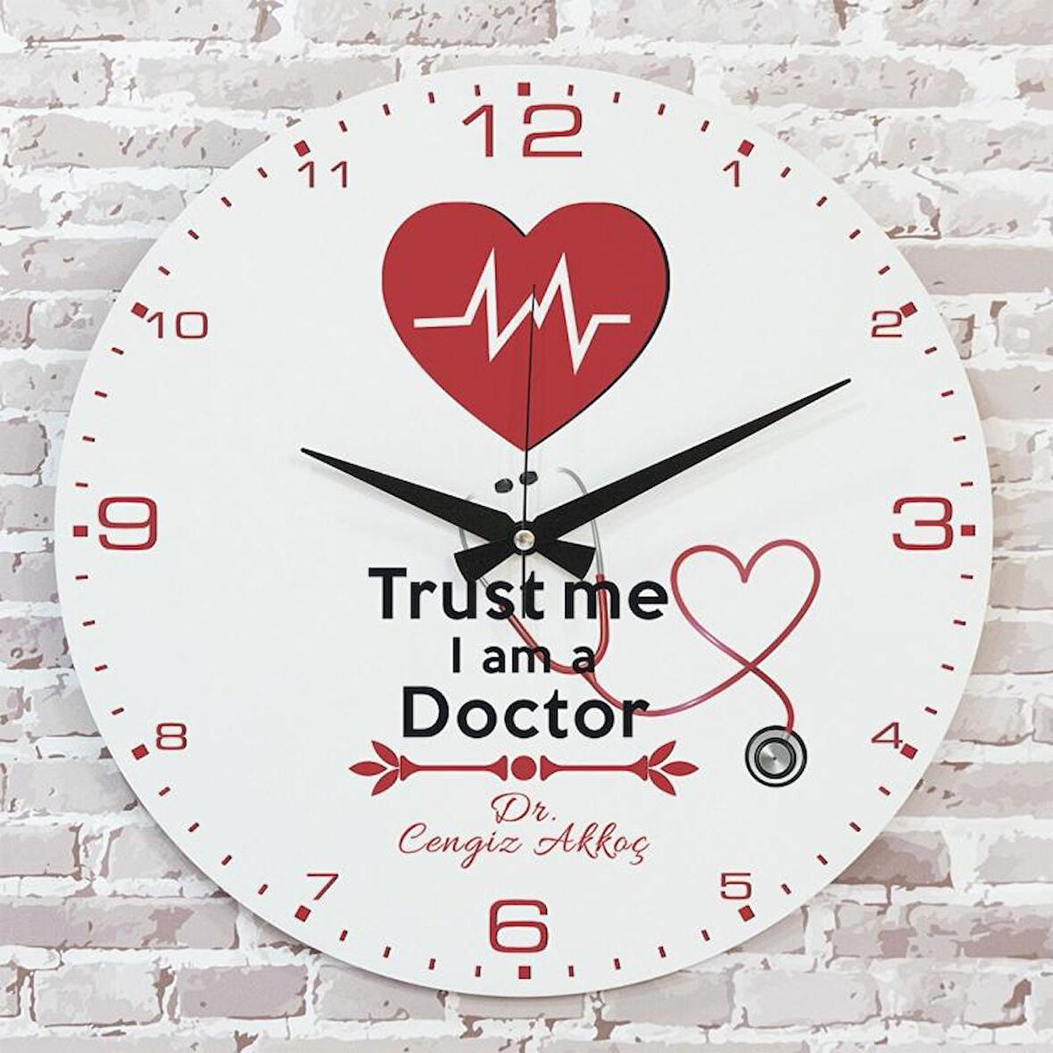 Doktora Hediye Ahşap Saat 33cm  KA02-1125