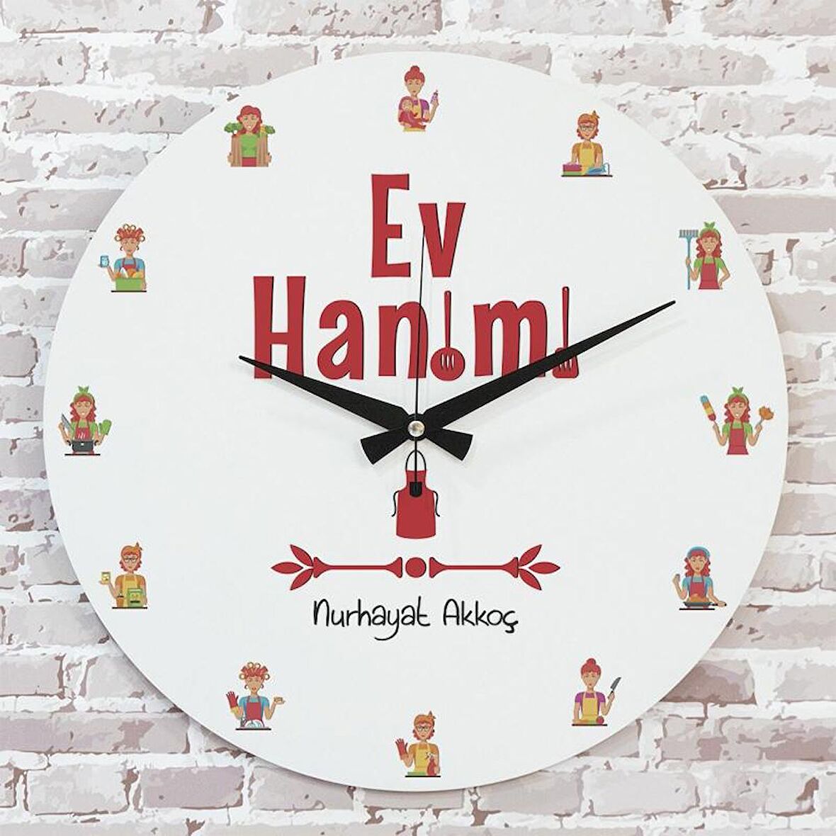 Ev Hanımına Hediye Ahşap Saat 33cm  KA02-1136