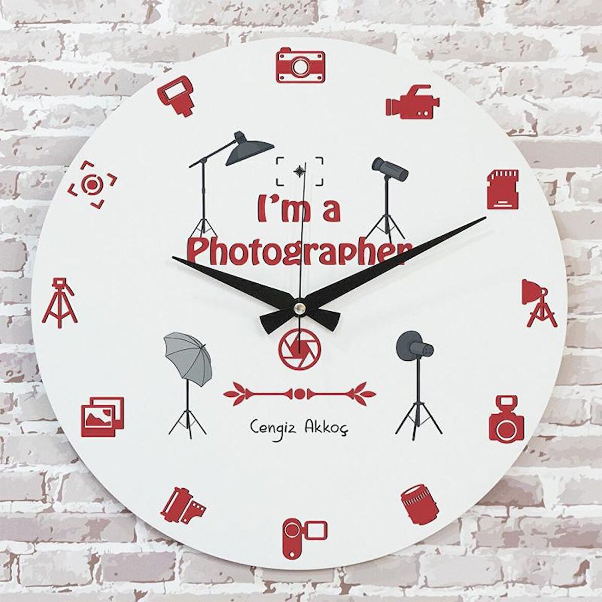 Fotoğrafçıya Hediye Ahşap Saat 33cm  KA02-1141