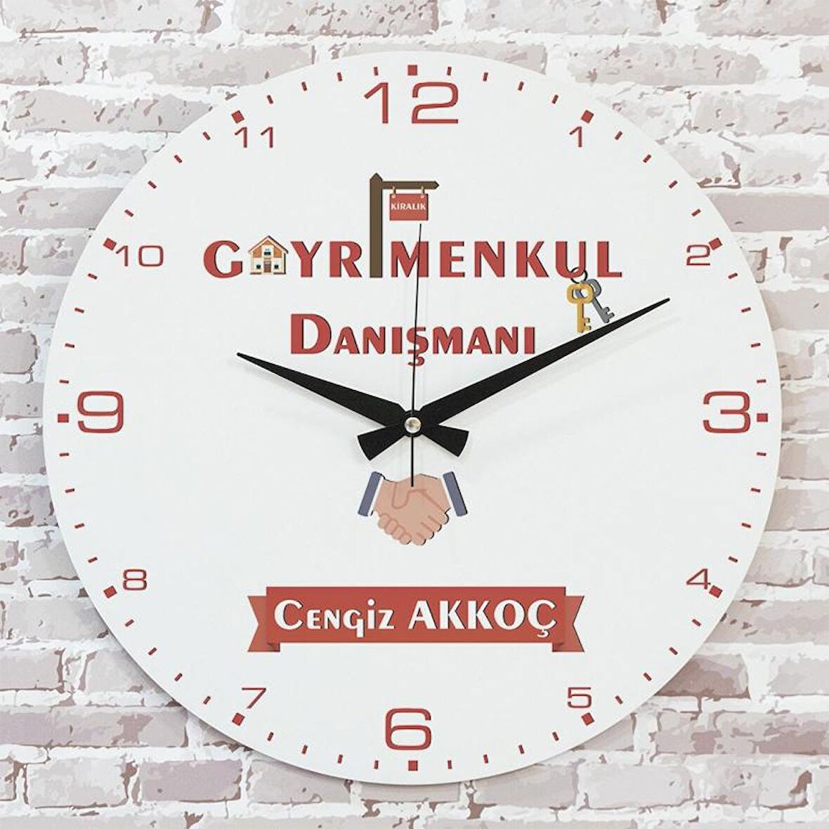 Gayrimenkul Danışmanına Hediye Ahşap Saat 33cm  KA02-1144