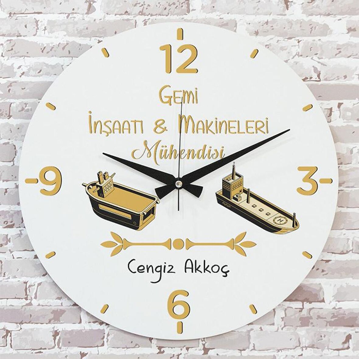 Gemi İnşaa Mühendisine Hediye Ahşap Saat 33cm  KA02-1146