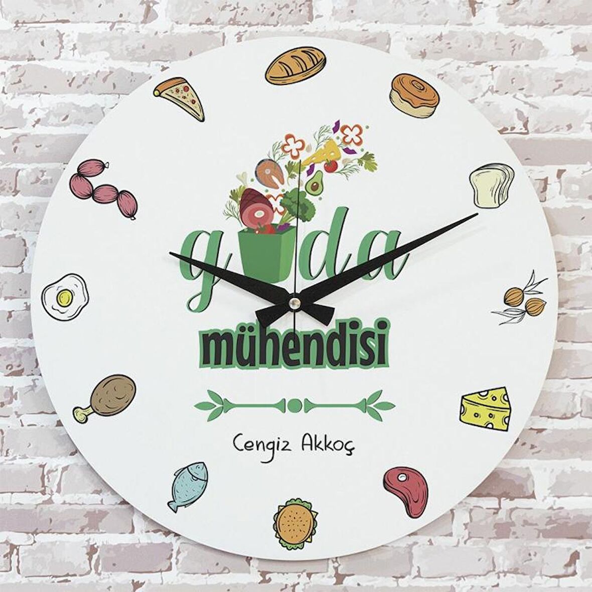 Gıda Mühendisine Hediye Ahşap Saat 33cm  KA02-1149