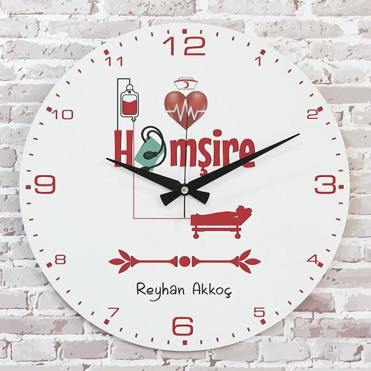 Hemşireye Hediye Ahşap Saat 33cm  KA02-1159