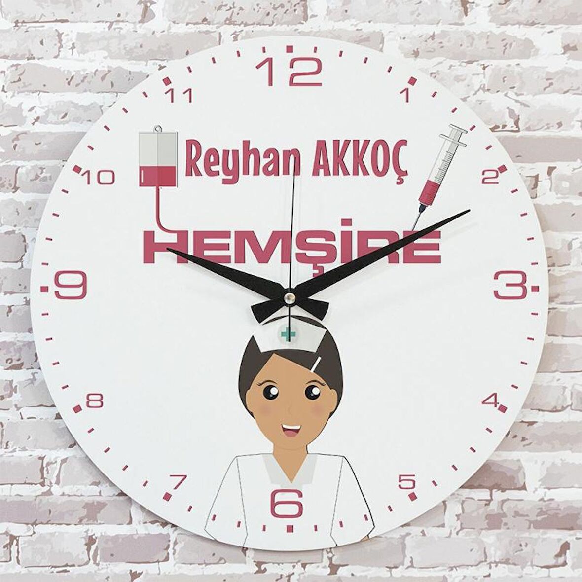 Hemşireye Hediye Ahşap Saat 33cm  KA02-1160