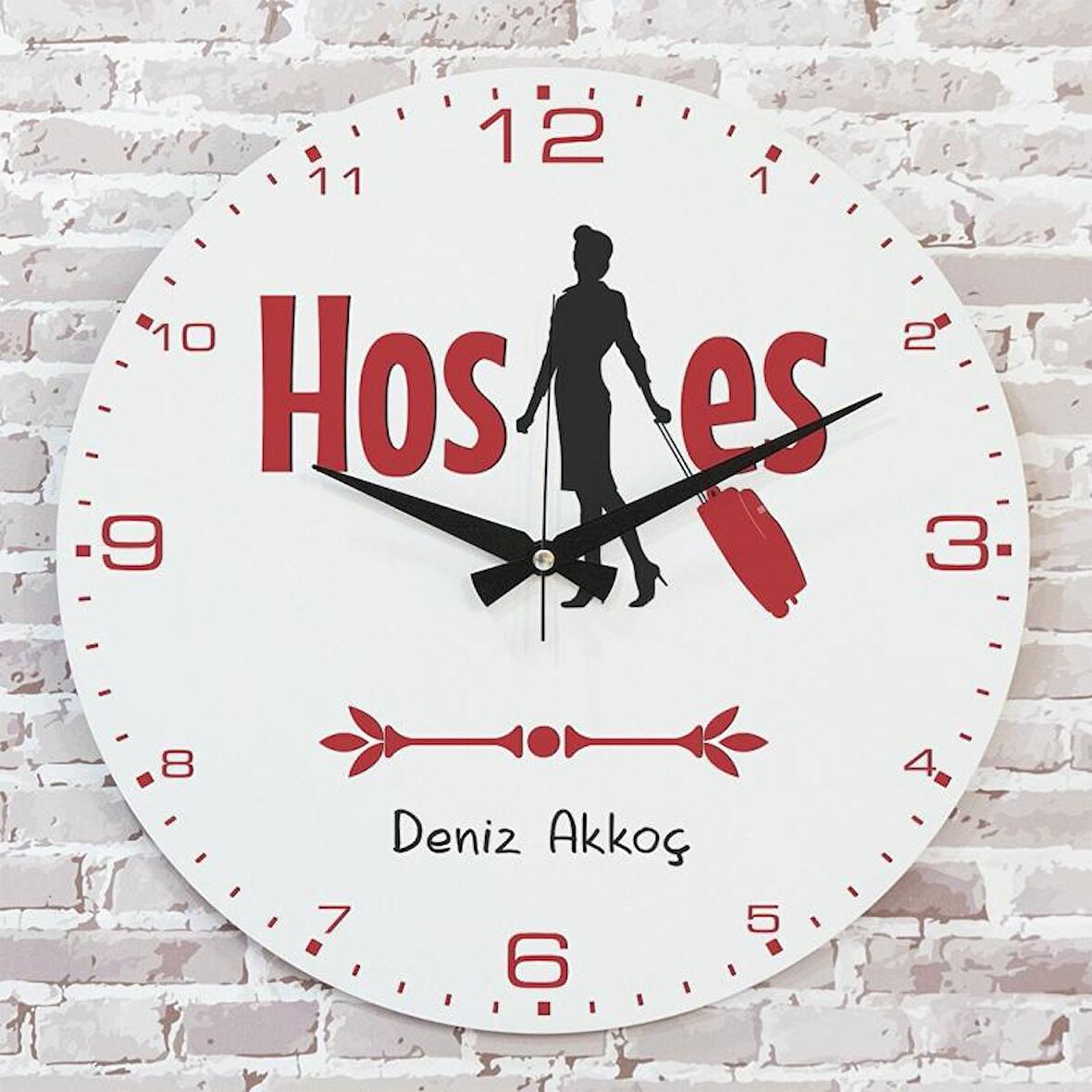 Hostese Hediye Ahşap Saat 33cm  KA02-1161