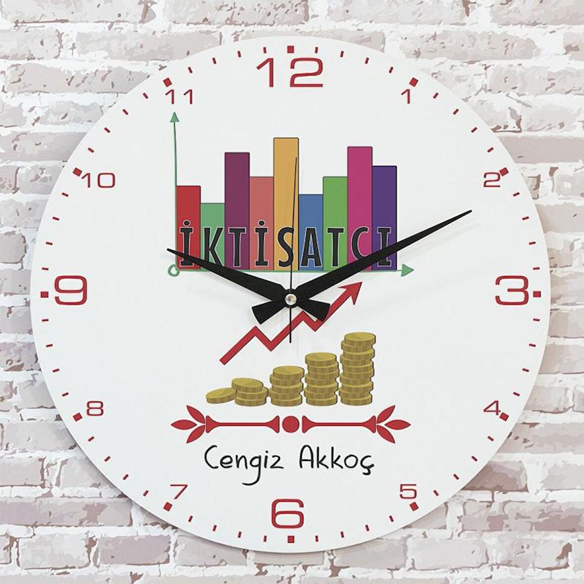 İktisatçıya Hediye Ahşap Saat 33cm  KA02-1165