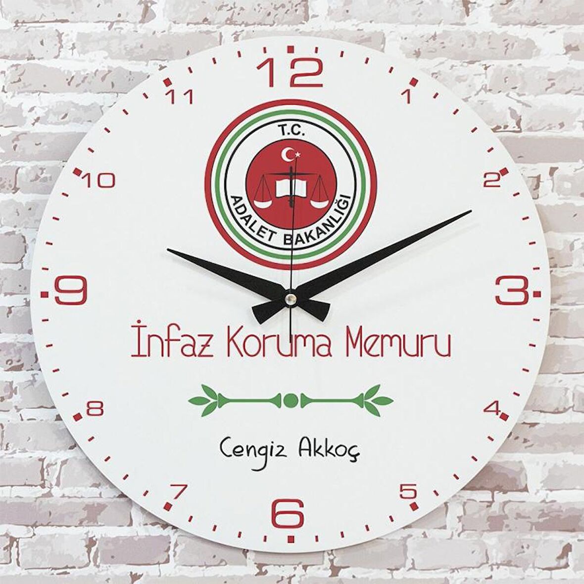 İnfaz Koruma Memuruna Hediye Ahşap Saat 33cm  KA02-1166