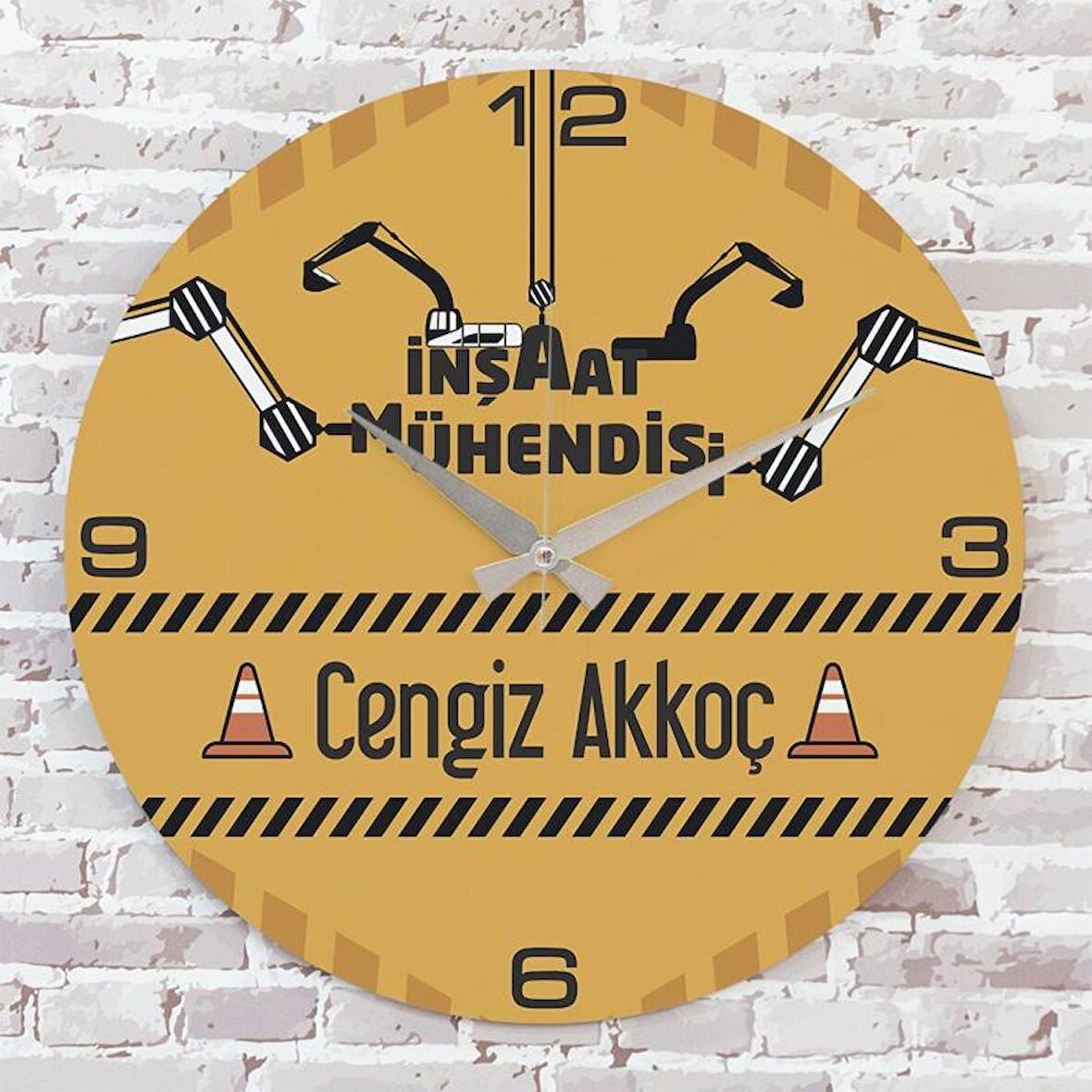 İnşaat Mühendisine Hediye Ahşap Saat 33cm  KA02-1169