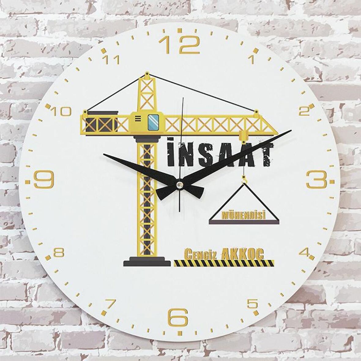 İnşaat Mühendisine Hediye Ahşap Saat 33cm  KA02-1170