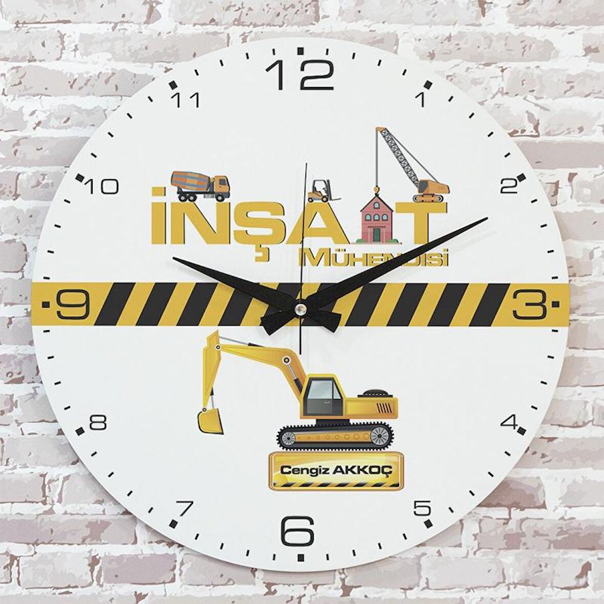 İnşaat Mühendisine Hediye Ahşap Saat 33cm  KA02-1172