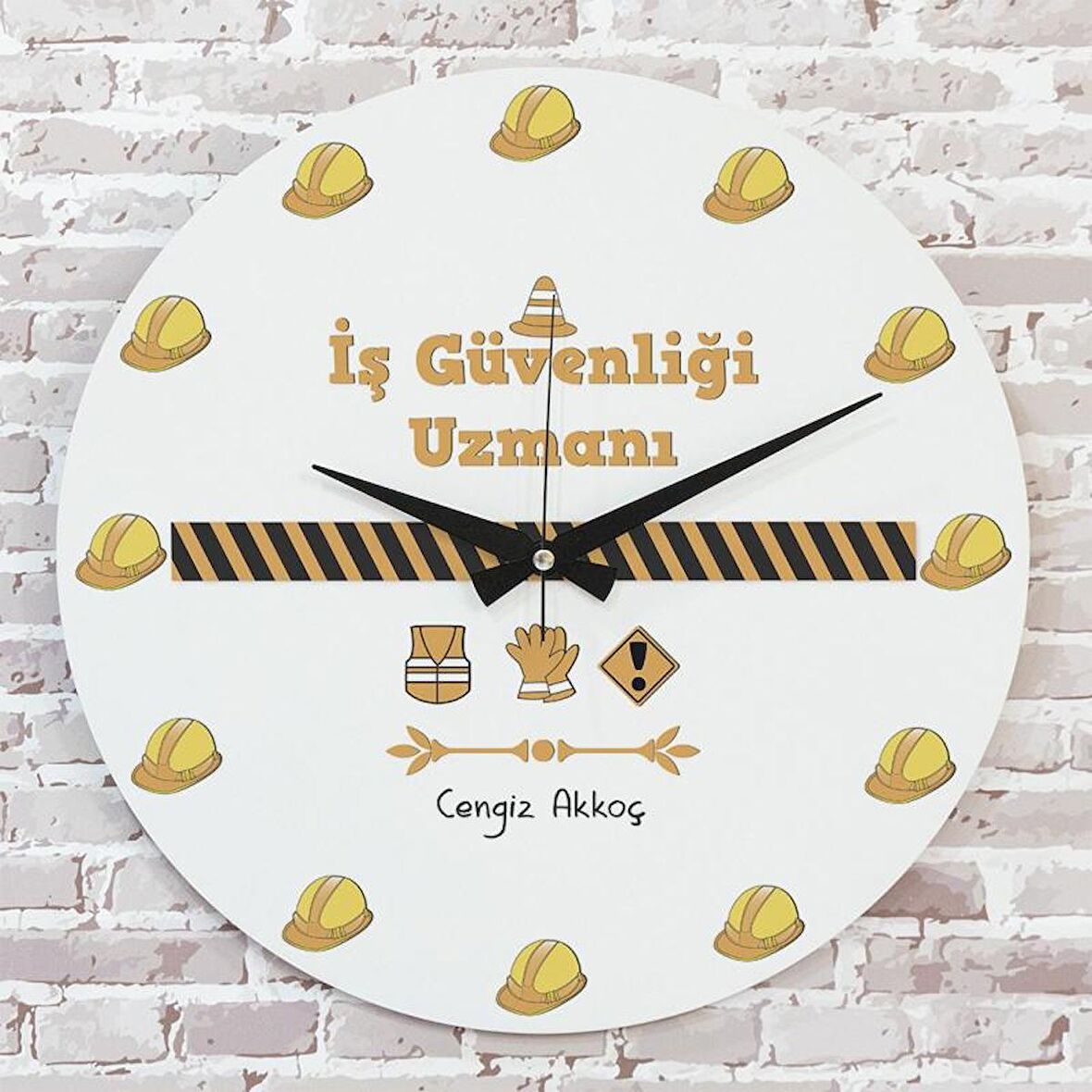 İş Güvenliği Uzmanına Hediye Ahşap Saat 33cm  KA02-1173
