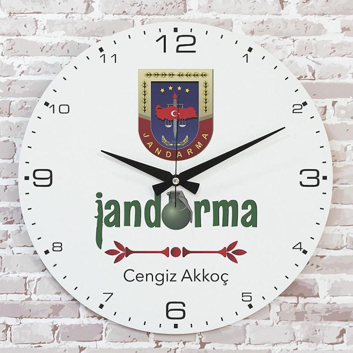 Jandarmaya Hediye Ahşap Saat 33cm  KA02-1211
