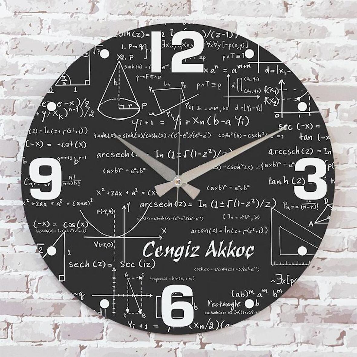 Matematik Öğretmenine Hediye Ahşap Saat 33cm  KA02-1217