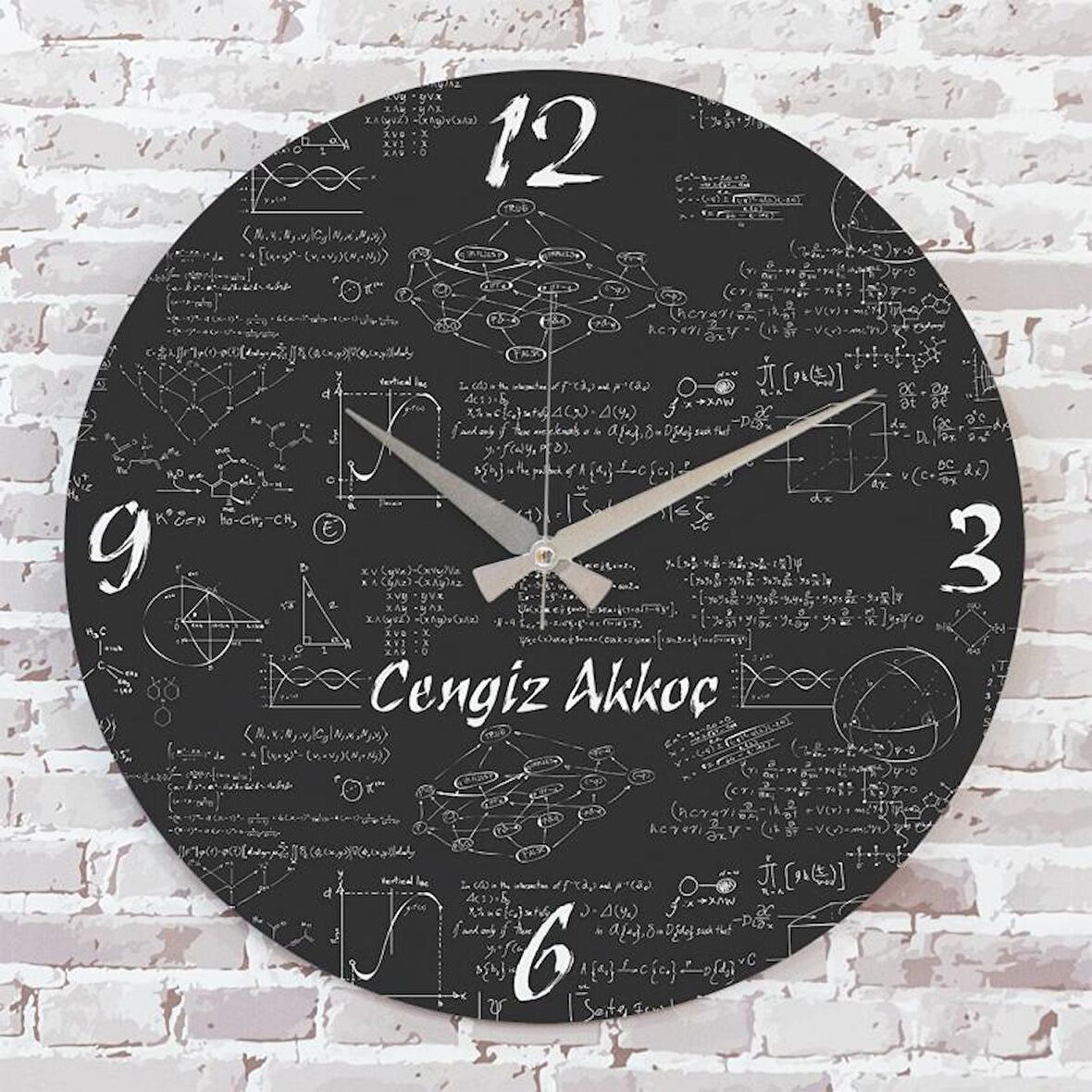 Matematik Öğretmenine Hediye Ahşap Saat 33cm  KA02-1220