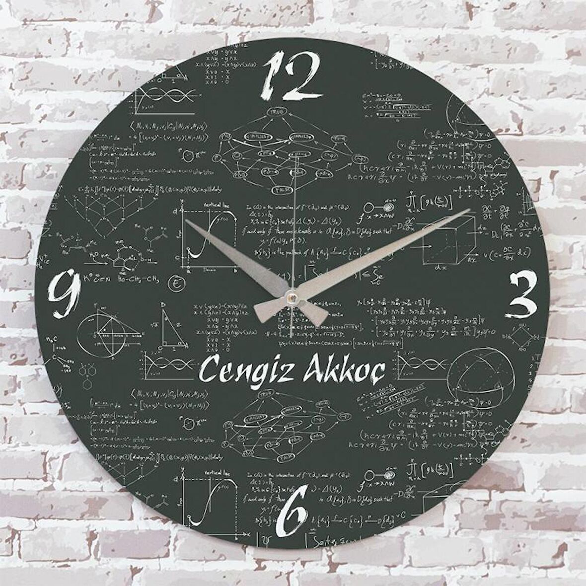 Matematik Öğretmenine Hediye Ahşap Saat 33cm  KA02-1221