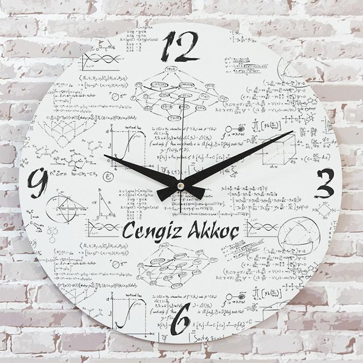 Matematik Öğretmenine Hediye Ahşap Saat 33cm  KA02-1222