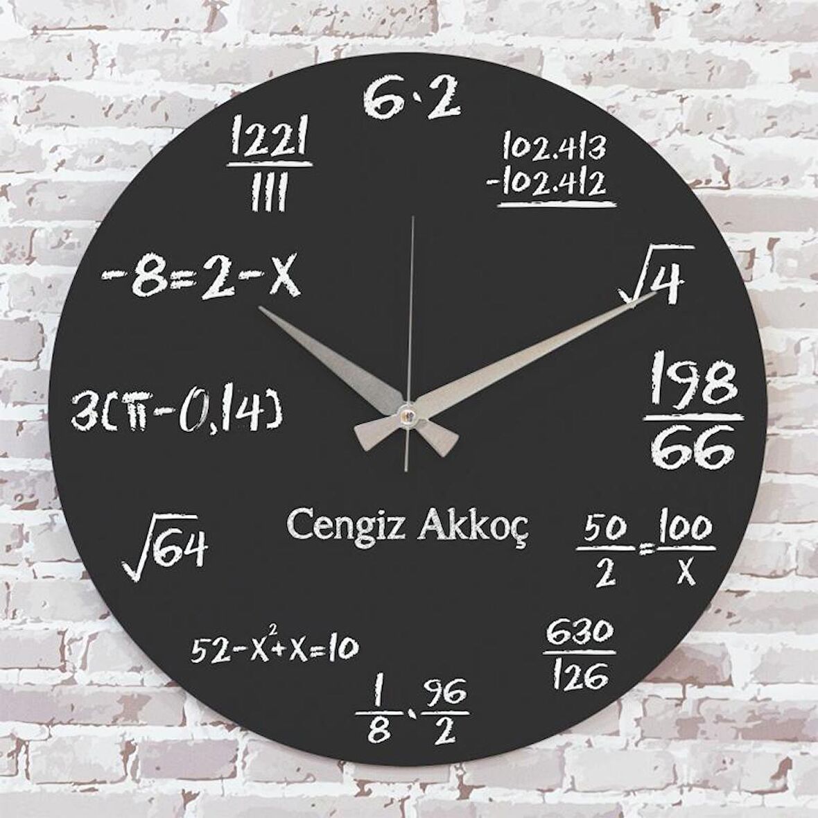 Matematik Öğretmenine Hediye Ahşap Saat 33cm  KA02-1223