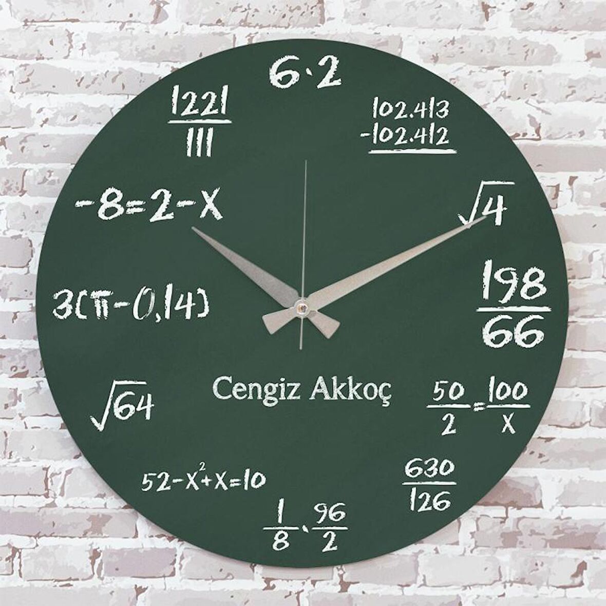 Matematik Öğretmenine Hediye Ahşap Saat 33cm  KA02-1225