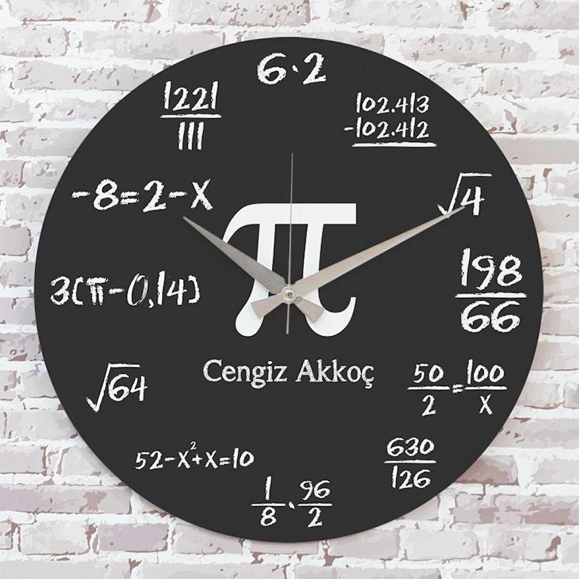 Matematik Öğretmenine Hediye Ahşap Saat 33cm  KA02-1226