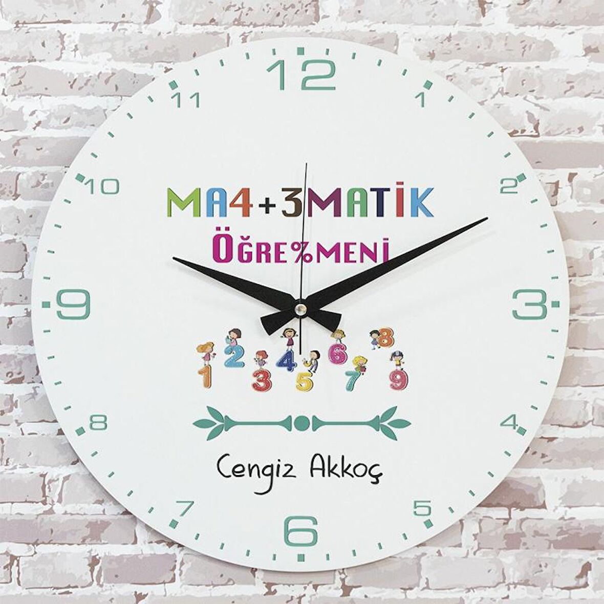 Matematik Öğretmenine Hediye Ahşap Saat 33cm  KA02-1229