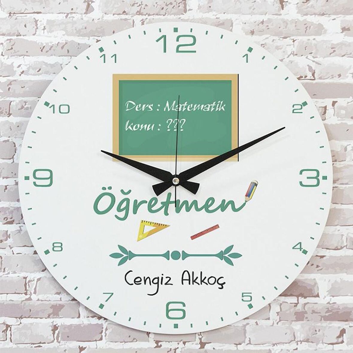 Matematik Öğretmenine Hediye Ahşap Saat 33cm  KA02-1230