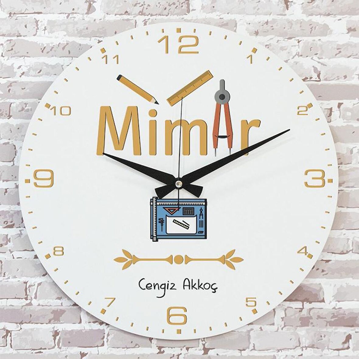 Mimara Hediye Ahşap Saat 33cm  KA02-1234