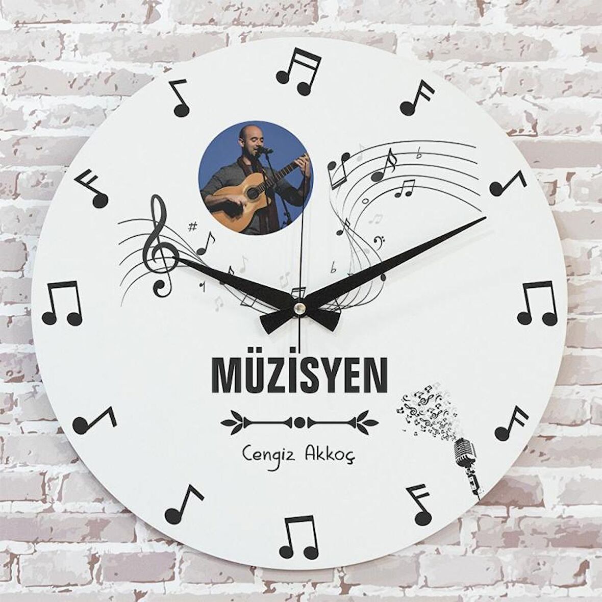 Müzisyene Hediye Ahşap Saat 33cm  KA02-1238