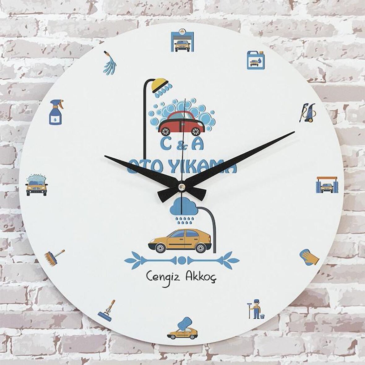 Oto Yıkamacıya Hediye Ahşap Saat 33cm  KA02-1241