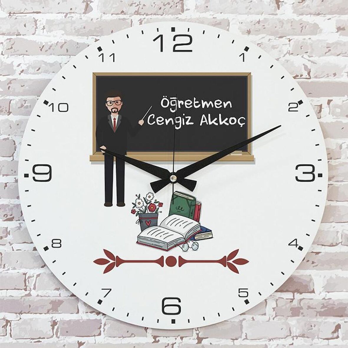 Öğretmene Hediye Ahşap Saat 33cm  KA02-1244