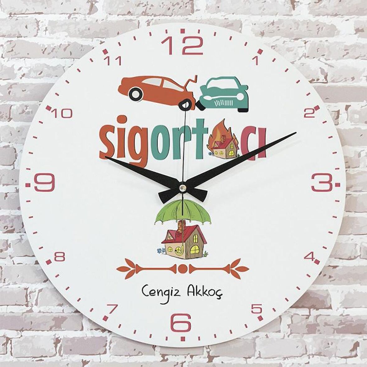 Sigortacıya Hediye Ahşap Saat 33cm  KA02-1247