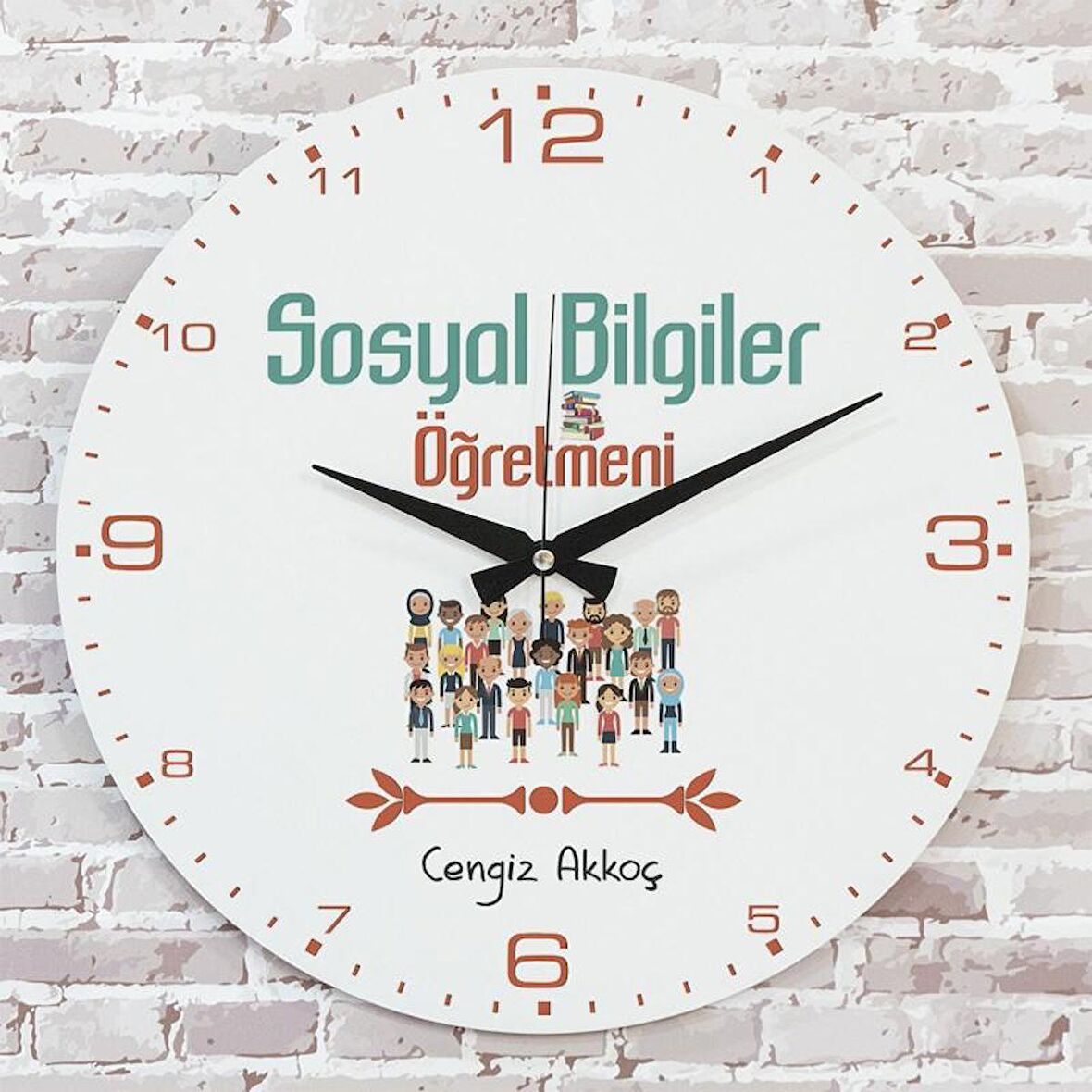 Sosyal Bilgiler Öğretmenine Hediye Ahşap Saat 33cm  KA02-1248