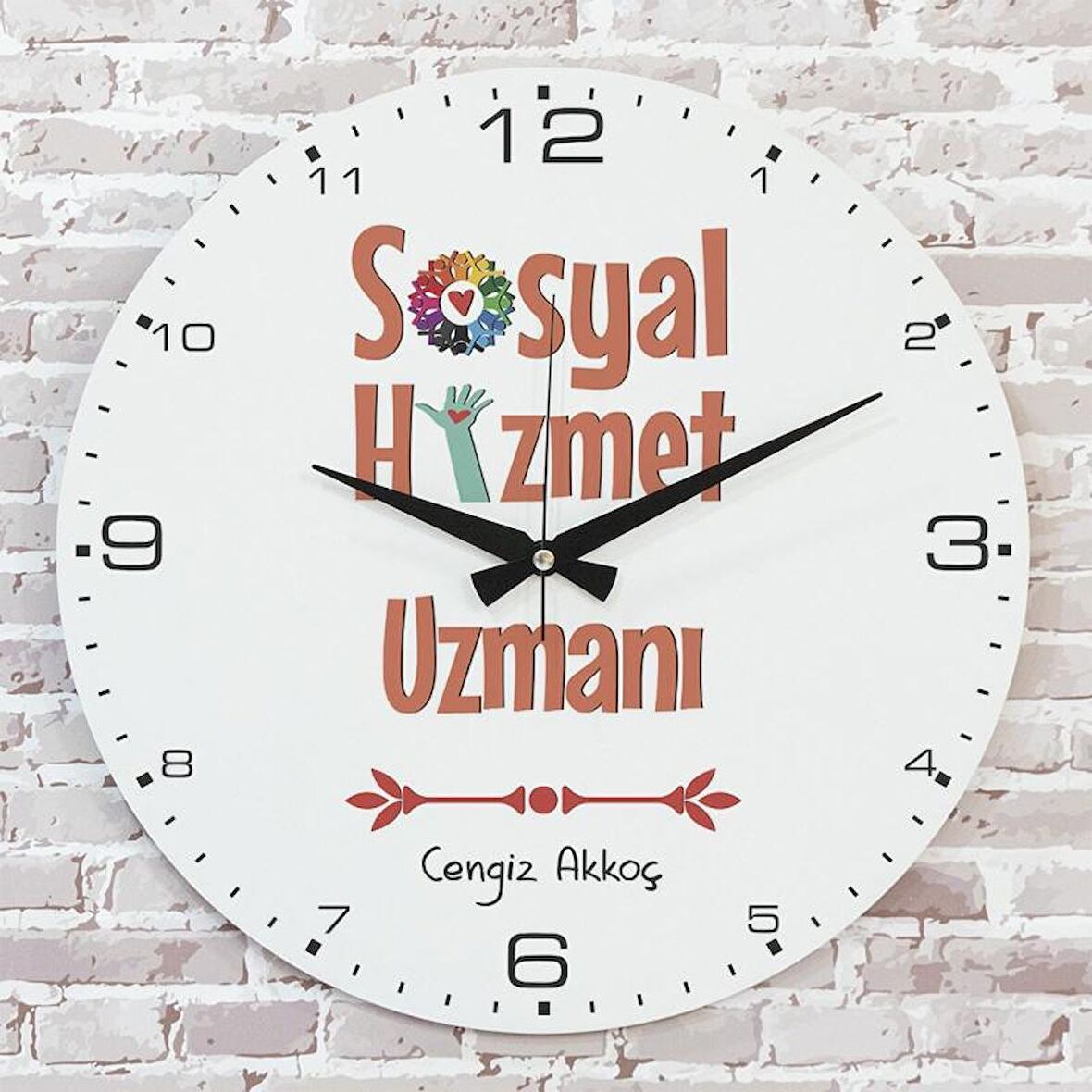 Sosyal Hizmet Uzmanına Hediye Ahşap Saat 33cm  KA02-1249