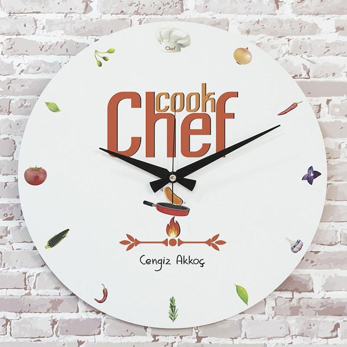 Şef Aşçıya Hediye Ahşap Saat 33cm  KA02-1251