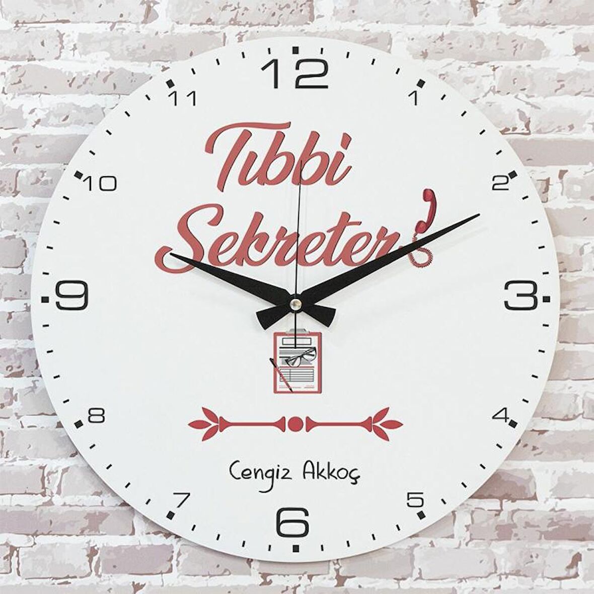 Tıbbi Sekretere Hediye Ahşap Saat 33cm  KA02-1254