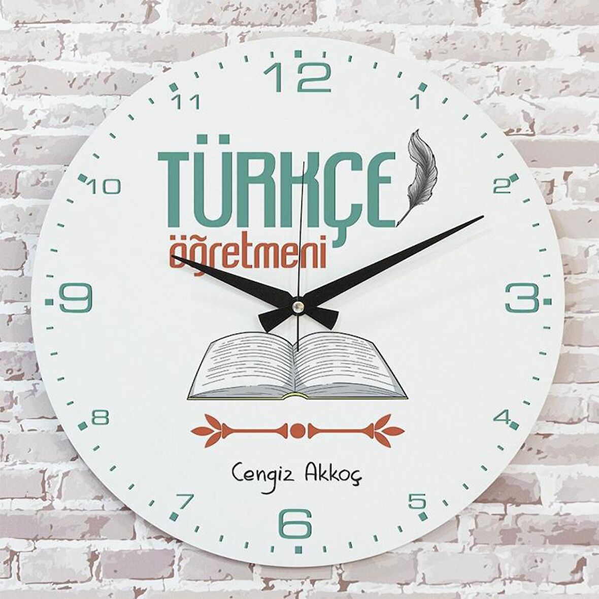 Türkçe Öğretmenine Hediye Ahşap Saat 33cm  KA02-1257