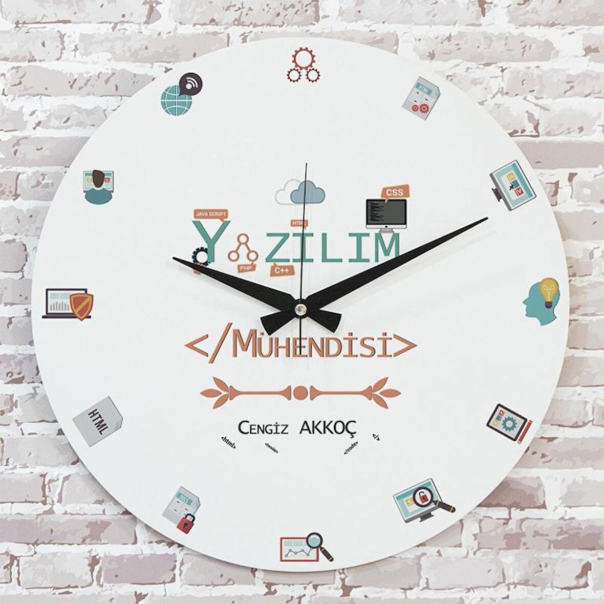 Yazılım Mühendisine Hediye Ahşap Saat 33cm  KA02-1260