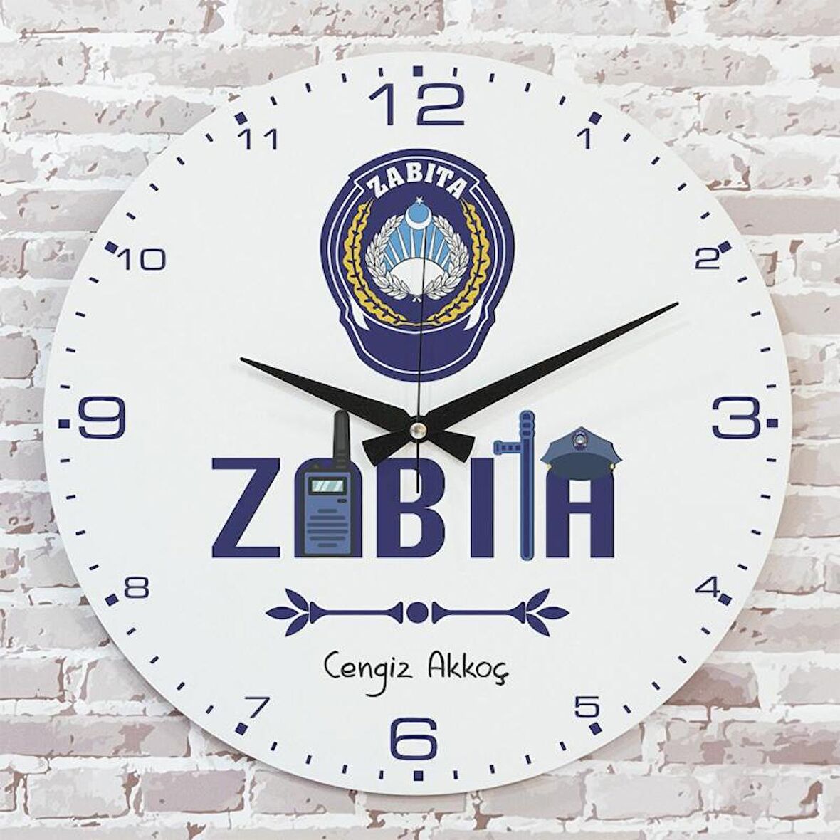 Zabıtaya Hediye Ahşap Saat 33cm  KA02-1265