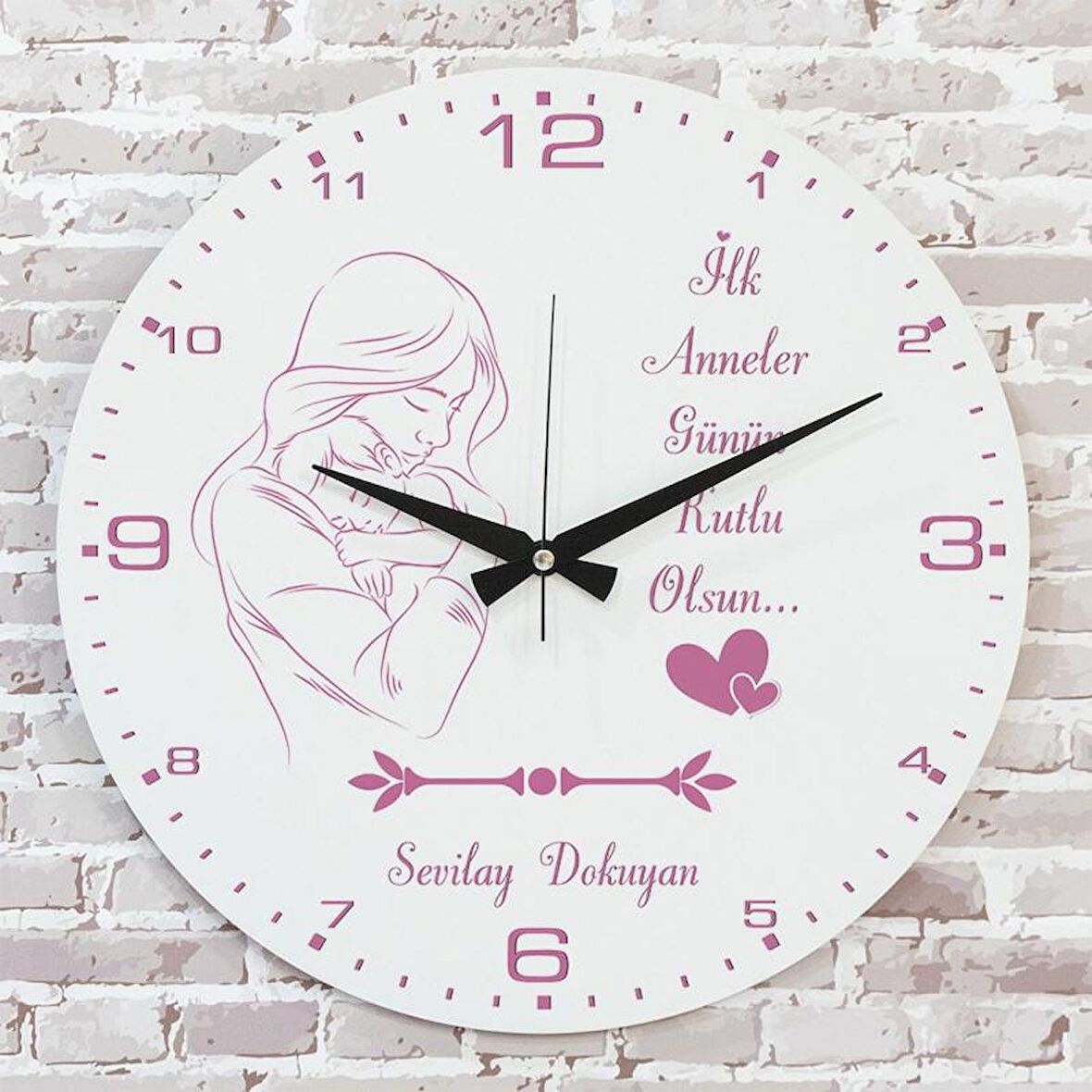 Anneler Günü Hediyesi Ahşap Saat 33cm  KA02-1271