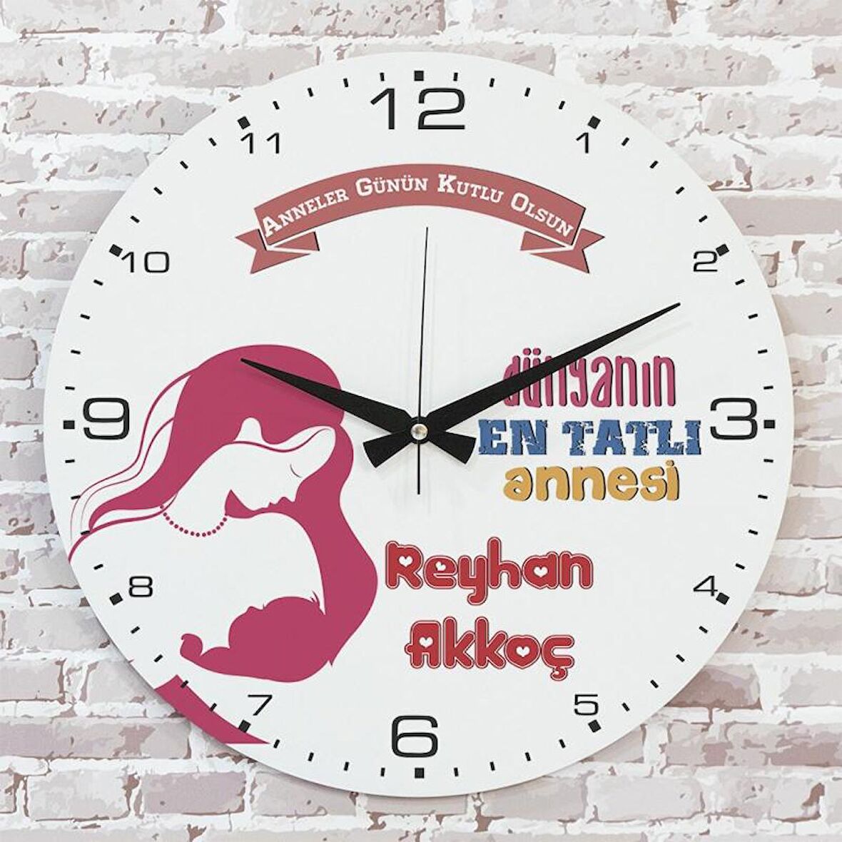 Anneler Günü Hediyesi Ahşap Saat 33cm  KA02-1272