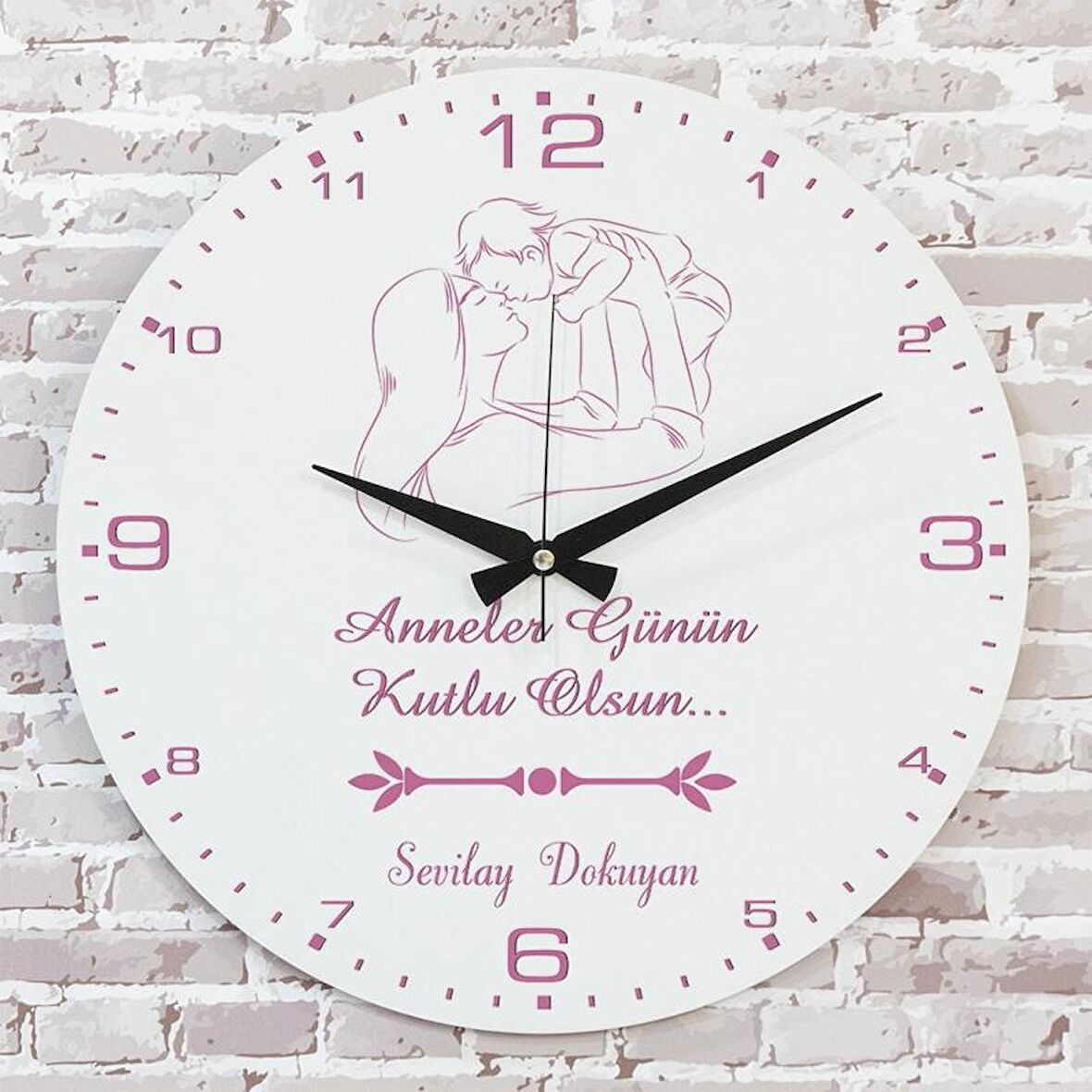 Anneler Günü Hediyesi Ahşap Saat 33cm  KA02-1273
