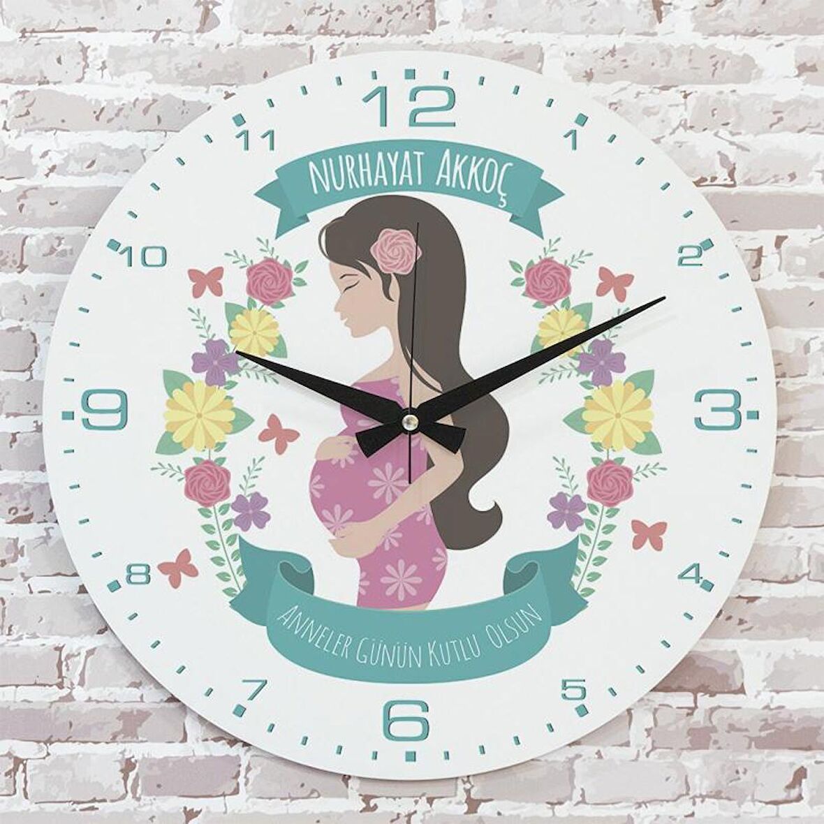 Anneler Günü Hediyesi Ahşap Saat 33cm  KA02-1276