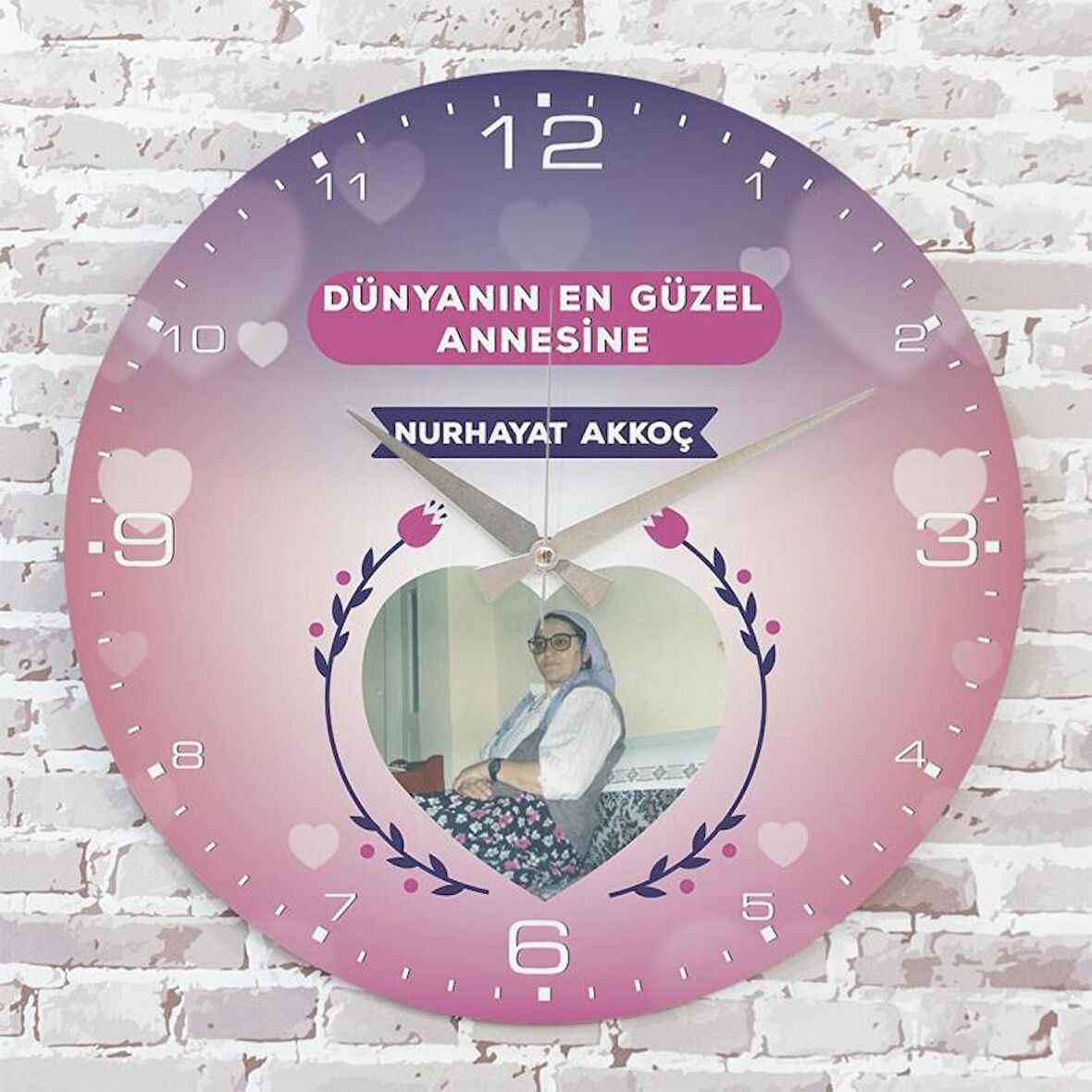 Anneler Günü Hediyesi Ahşap Saat 33cm  KA02-1281
