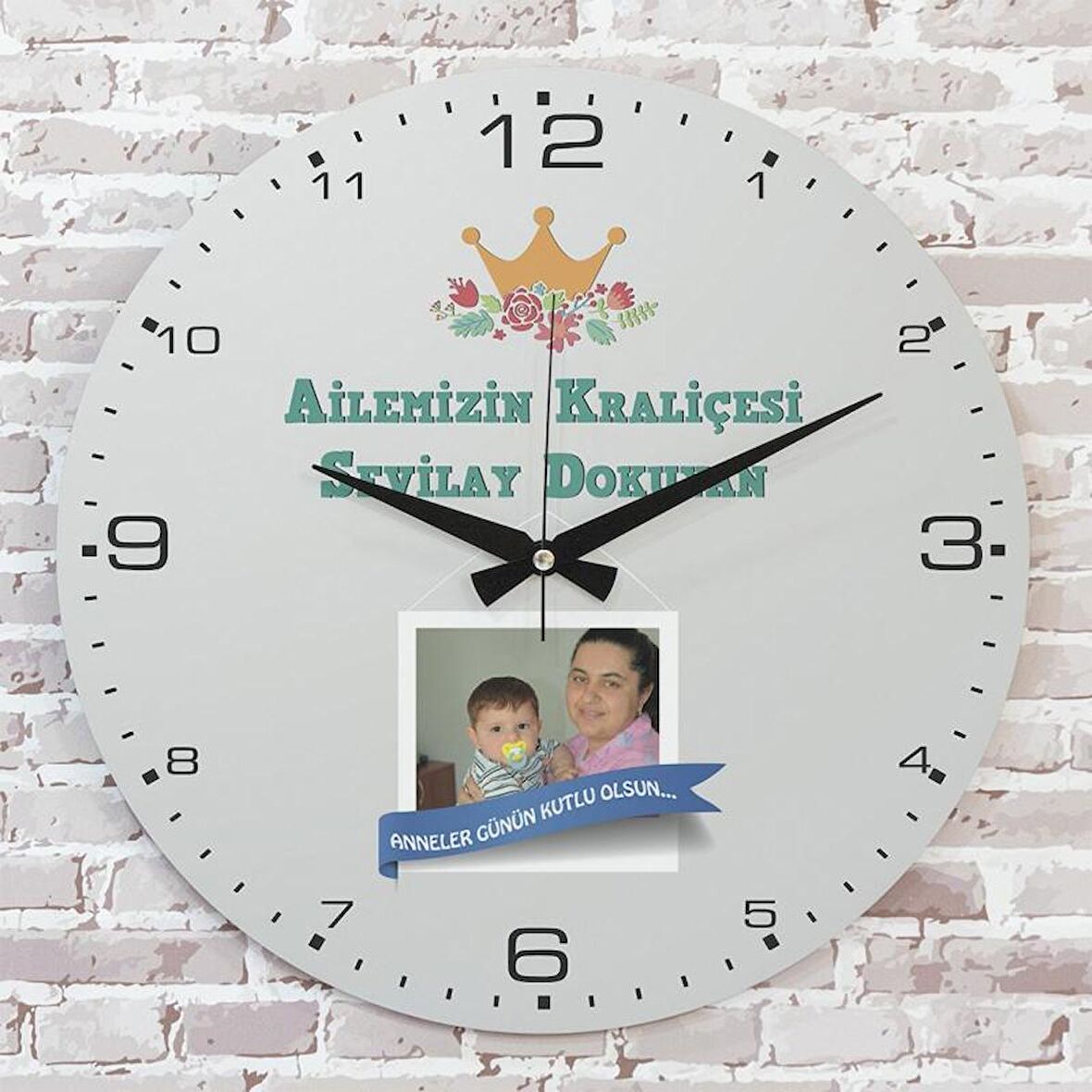 Anneler Günü Hediyesi Ahşap Saat 33cm  KA02-1282