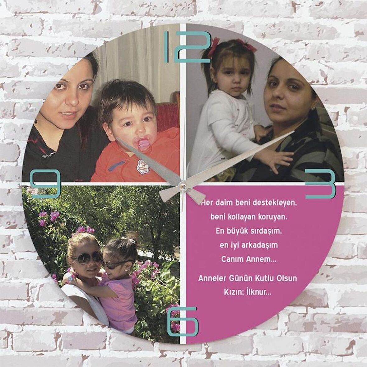 Anneler Günü Hediyesi Ahşap Saat 33cm  KA02-1283
