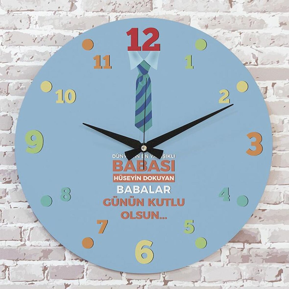 Babalar Günü Hediyesi Ahşap Saat 33cm  KA02-1289