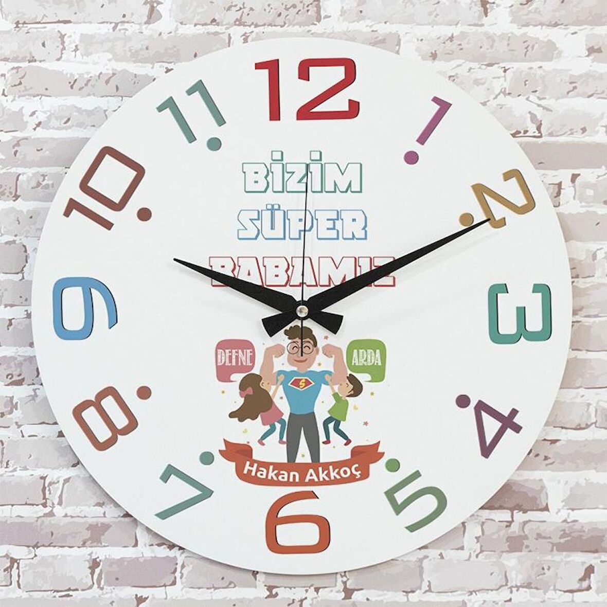 Babalar Günü Hediyesi Ahşap Saat 33cm  KA02-1292