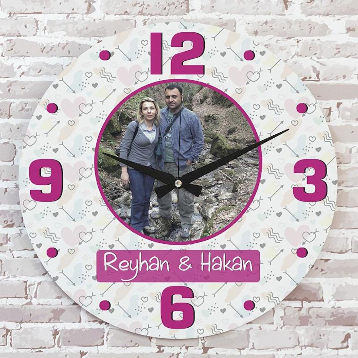 Sevgililer Günü Hediyesi Ahşap Saat 33cm  KA02-1296