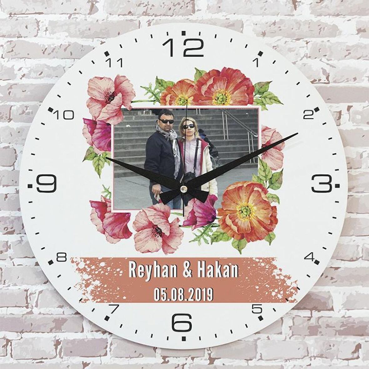 Sevgililer Günü Hediyesi Ahşap Saat 33cm  KA02-1297