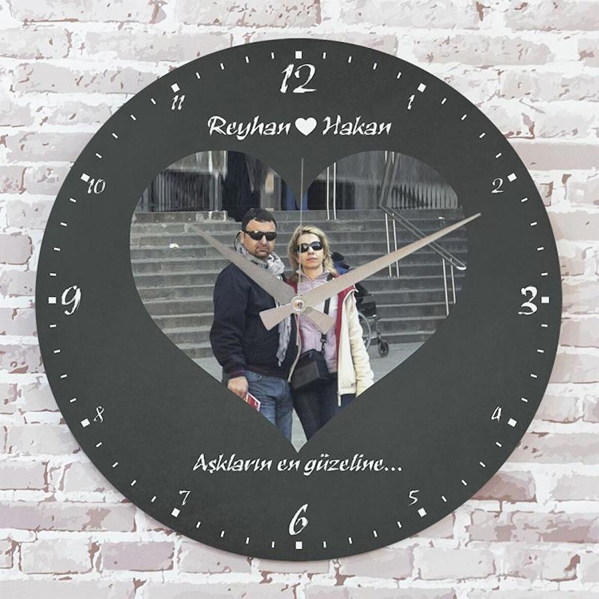Sevgililer Günü Hediyesi Ahşap Saat 33cm  KA02-1300