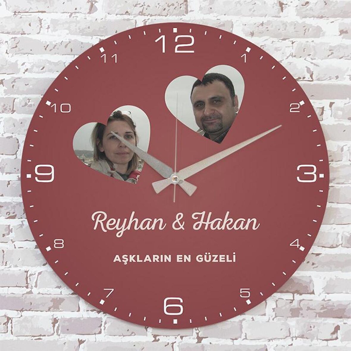 Sevgililer Günü Hediyesi Ahşap Saat 33cm  KA02-1307